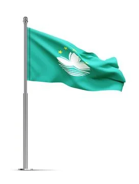 Flag of Macao isolated on white background Illustrazione stock