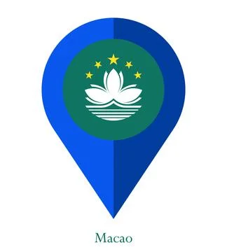 Flag Of Macao, Macao flag, National flag of Macao. Map pin flag of Macao. Stock Illustration
