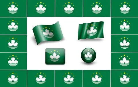 Flag of Macau. icon set. flags frame Flag of Macau. icon set. flags frame ... Stock-Fotos