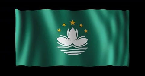 Flag of Macau, long ratio (2:1), seamless loop animation Stock Footage 84039786