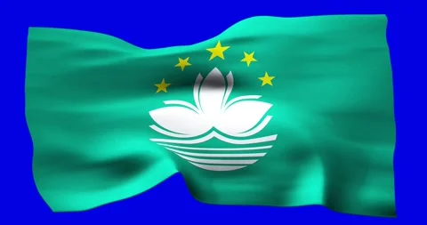 Flag of Macau realistic waving on blue screen. Seamless loop animation with.. Stock Footage 280998304