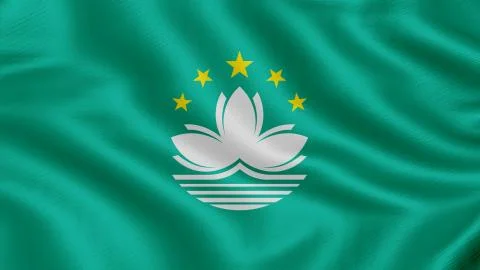 Flag of Macau. Realistic waving flag 3D render illustration Stock Illustration
