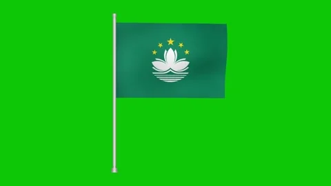 A flag of macau waving gently against a bright green screen for easy editing Stock Footage 317542748