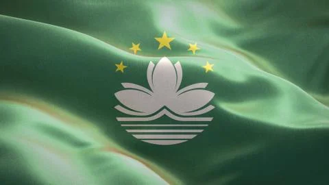 Flag of Macau waving in the wind. 3D Waving flag design. Stock Illustration