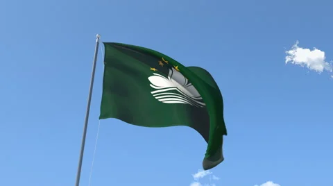 The flag of Macau Waving on the Wind. Video stock 43103430