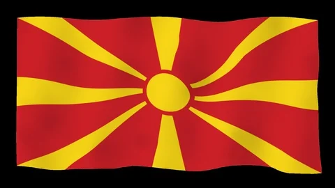 Flag of Macedonia, 60 fps, slow motion, lopped, alpha channel Stock Footage 100018834