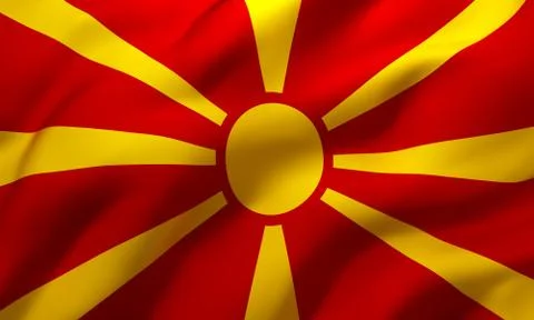 Flag of Macedonia blowing in the wind Stock Illustration