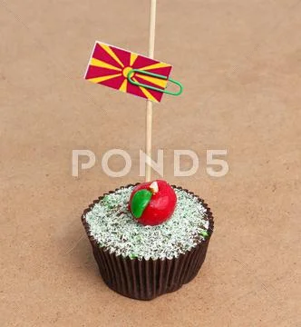 Flag of macedonia on cupcake Stock Photos