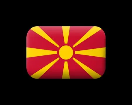 Flag of Macedonia. Matted Vector Icon and Button. Rectangular Shape Stock Illustration