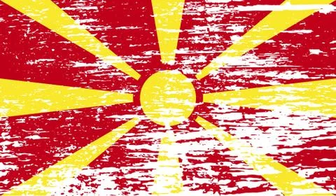 Flag of Macedonia with old texture. Vector Illustrazione stock