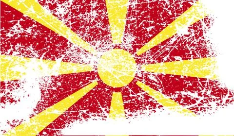 Flag of Macedonia with old texture. Vector Illustrazione stock