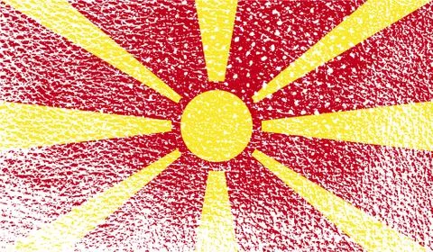Flag of Macedonia with old texture. Vector Illustrazione stock