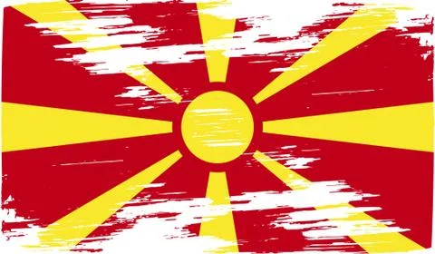 Flag of Macedonia with old texture. Vector Illustrazione stock