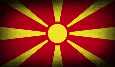Flag of Macedonia with old texture. Vector Stock Illustration