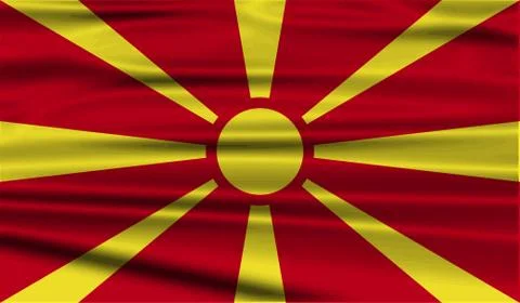 Flag of Macedonia with old texture. Vector Illustrazione stock