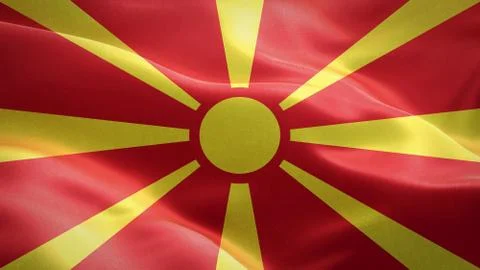 Flag of Macedonia waving in the wind. 3D Waving flag design. Stock Illustration