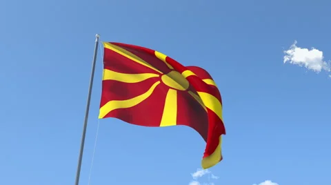 The flag of Macedonia Waving on the Wind. Stock Footage 43160344