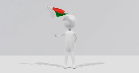 Flag of Madagascar. 3D Character holding and waving flag 4K UHD 60FPS Video stock 226379778