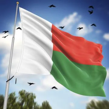 Flag of Madagascar, This is a computer generated and 3d rendered image Stock Illustration