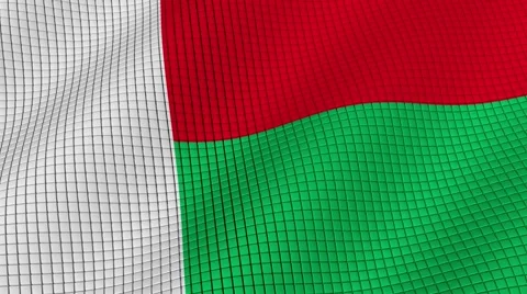 The flag of Madagascar is developing waves. Looped. Full HD 1080. Video stock 55157734