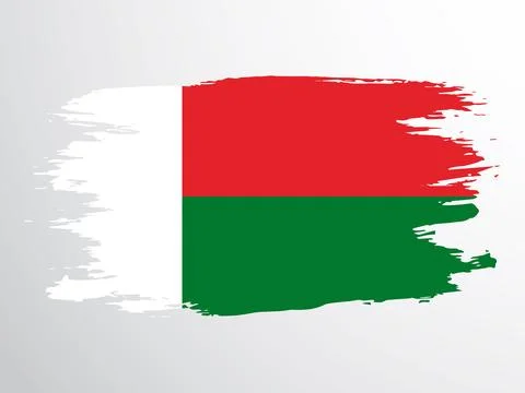 Flag of Madagascar hand drawn by brush Stock Illustration