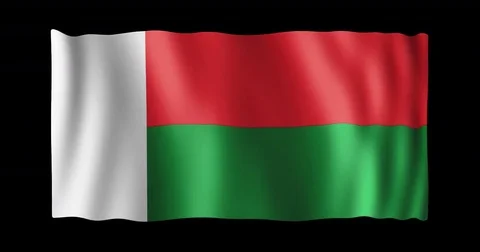 Flag of Madagascar, long ratio (2:1), seamless loop animation Stock Footage 84960122