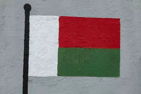 Flag of Madagascar, painted on a wall Stock Photos