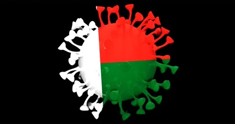 Flag of Madagascar on Seamless looping 3D animation of the covid-19 Corona Virus Stock Footage 166463368