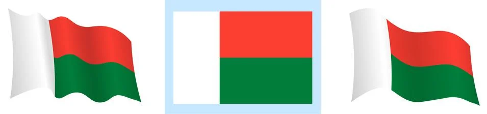 Flag of madagascar in static position and in motion, fluttering in wind Illustrazione stock