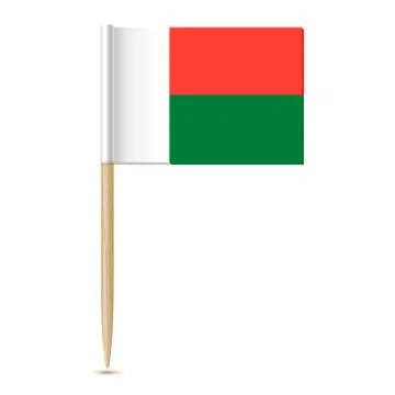 Flag of Madagascar toothpick on white background Stock Illustration