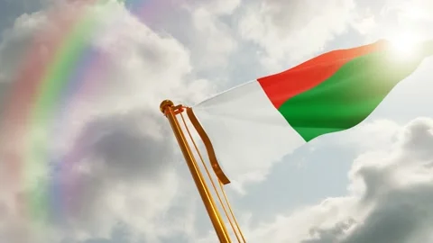 Flag of Madagascar Waving, Realistic Animation, 4K UHD 60 FPS Slow-Motion Stock Footage 134495604