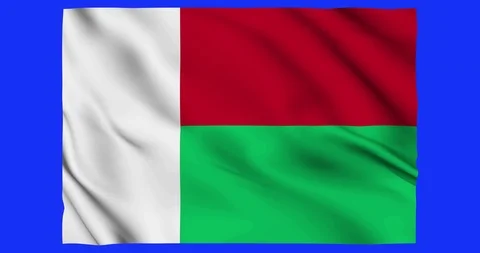 Flag of Madagascar waving on a samless loop over an easily removable background 스톡 동영상 98372116