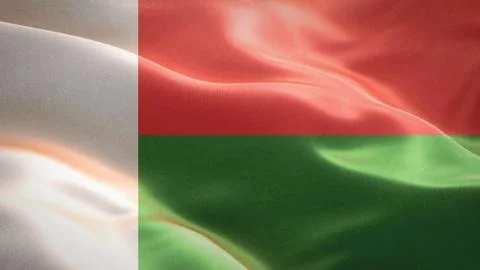 Flag of Madagascar waving in the wind. 3D Waving flag design. Stock Illustration