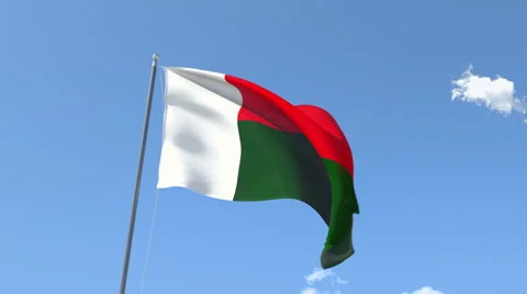 The flag of Madagascar Waving on the Wind. Stock Footage 43160237