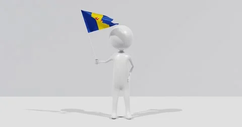 Flag of Madeira. 3D Character holding and waving flag 4K UHD 60FPS Video stock 226378322