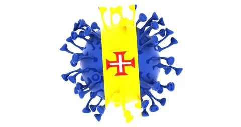 Flag of Madeira on Seamless looping 3D animation of the covid-19 Corona Virus Stock Footage 166462454