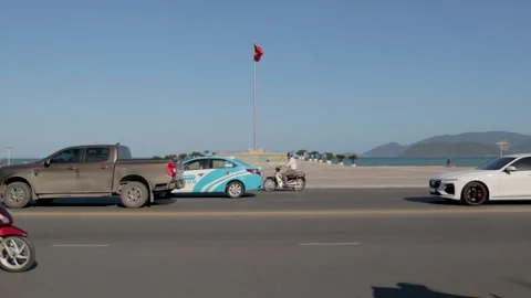 Flag on the main square of the city Stock-Footage 262533216