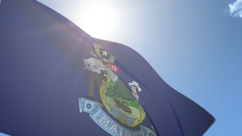 Flag of Maine Waving in the Wind Stock Footage 95822333