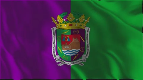 Flag of Málaga waving slowly Stock Footage 341768323