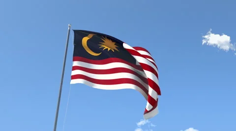 The flag of Malassya Waving on the Wind. Stock Footage 43160077