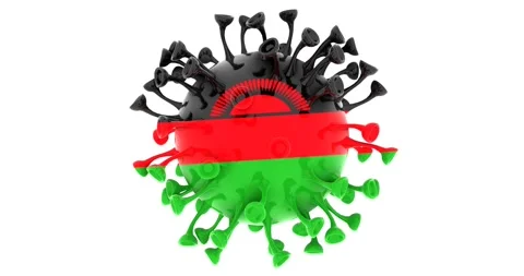 Flag of Malawi on Seamless looping 3D animation of the covid-19 Corona Virus Stock Footage 166463427