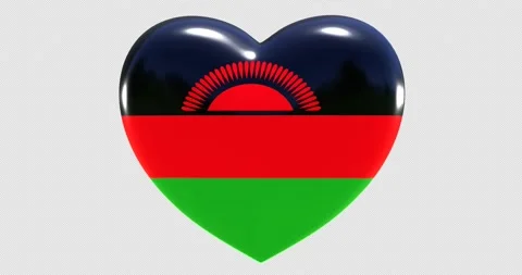 Flag of Malawi on turning Heart 3D Loop Animation with Alpha Channel 4K UHD Stock Footage 170452399