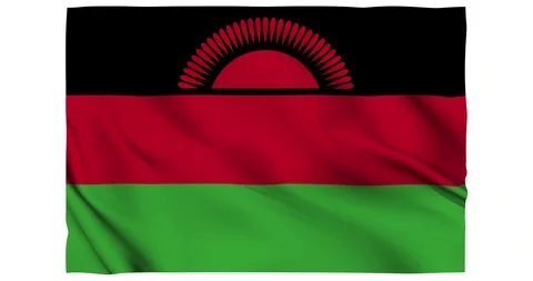 Flag of Malawi waving on a samless loop over an easily removable background Stock Footage 98372128