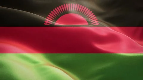 Flag of Malawi waving in the wind. 3D Waving flag design. Stock Illustration