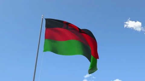 The flag of Malawi Waving on the Wind. Stock-Footage 43160164