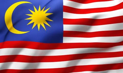 Flag of Malaysia blowing in the wind Stock Illustration