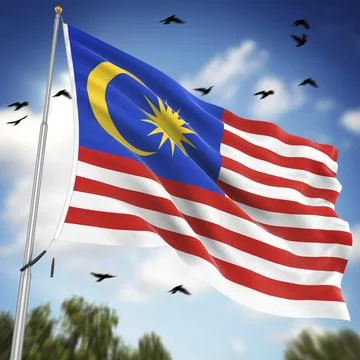 Flag of Malaysia, This is a computer generated and 3d rendered image Stockillustratie
