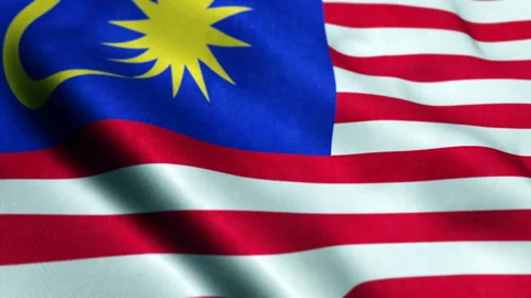 Flag of Malaysia gently waving in the wind - Seamless loop Stock Footage 226816599
