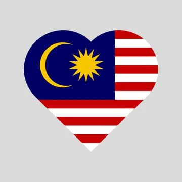 The flag of Malaysia in a heart shape Stock Illustration