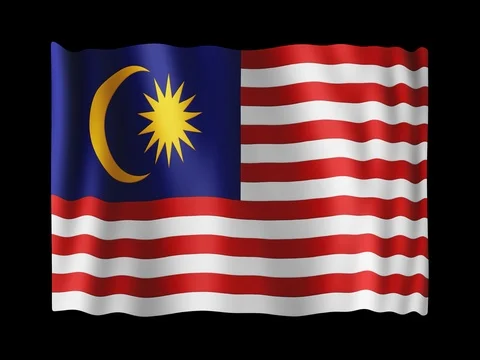 Flag of Malaysia, long ratio (2:1), seamless loop animation Stock Footage 84257983